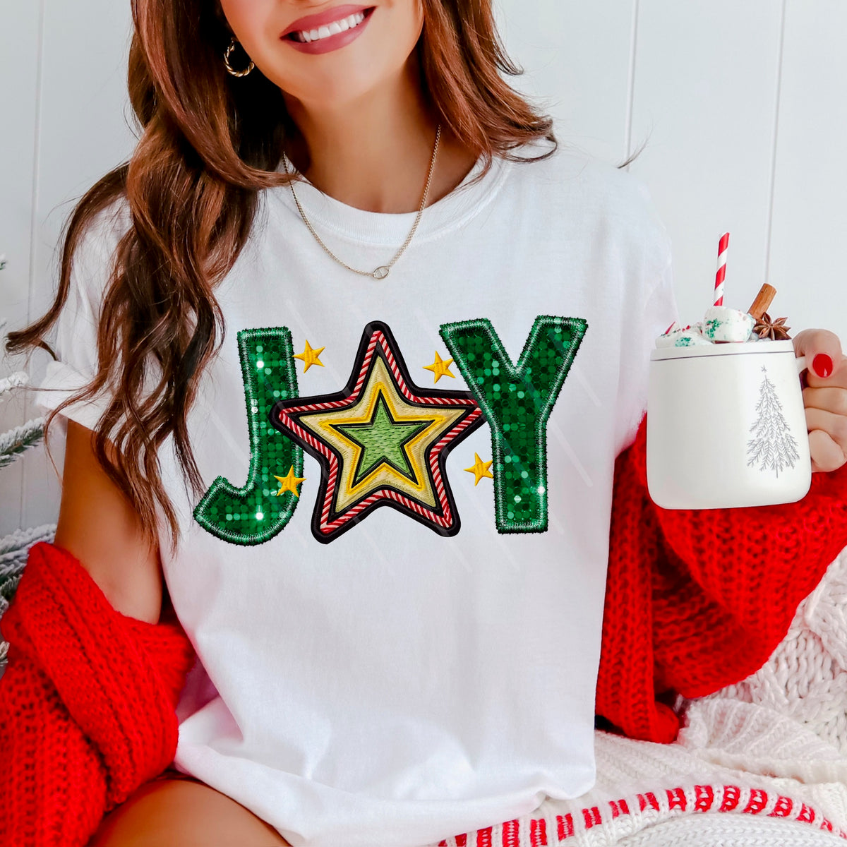 Joy GREEN faux sequins 111689 DTF transfer