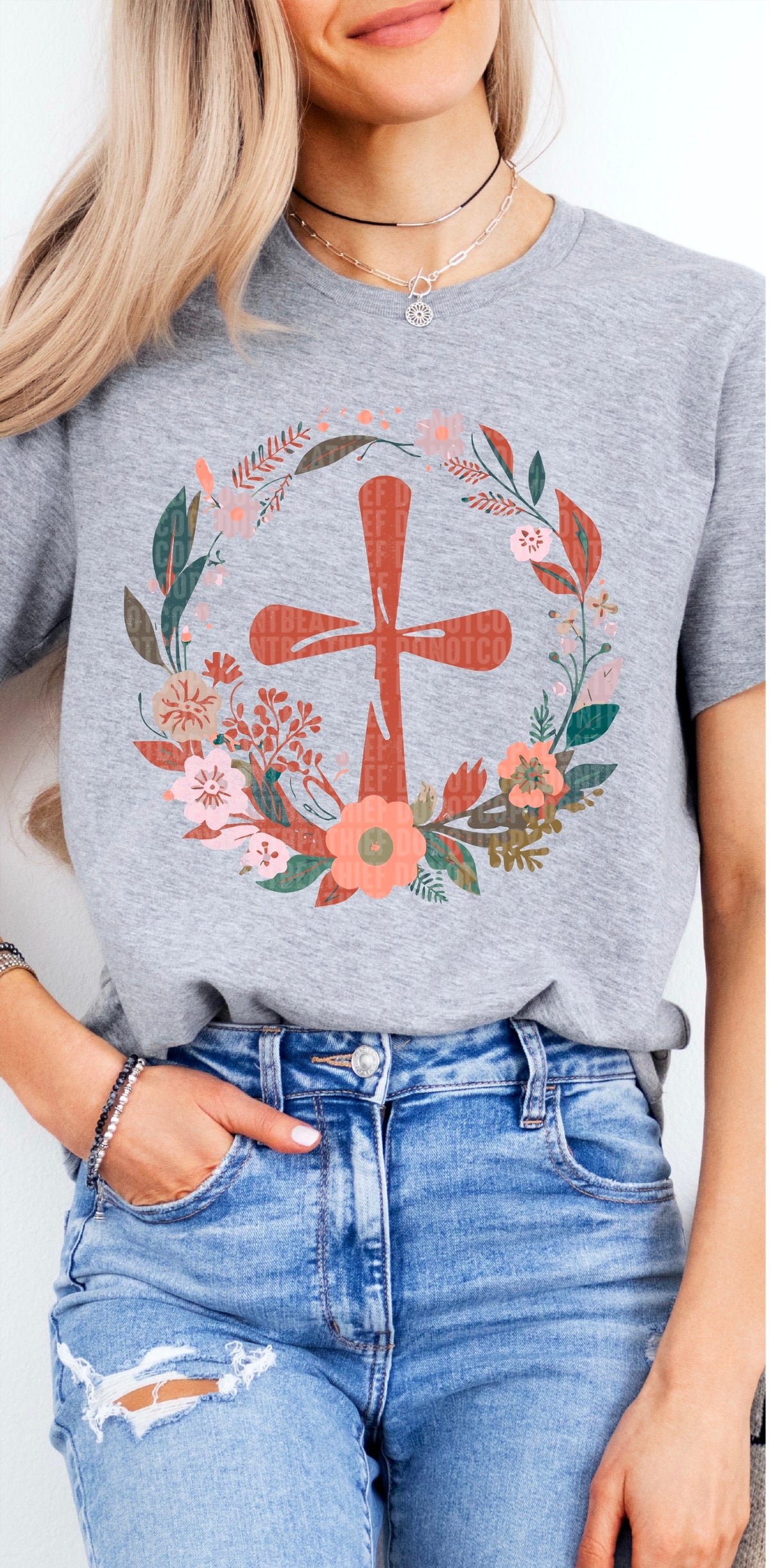 Orange Cross floral circle 94881 DTF transfer