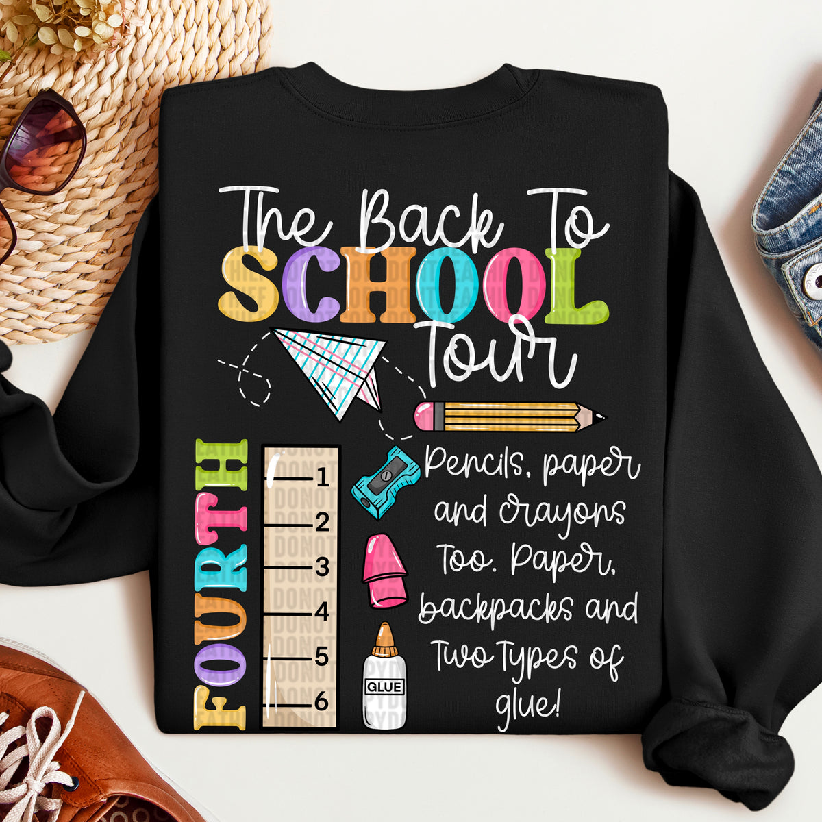 The back to school tour FOURTH white font 109776 DTF transfer