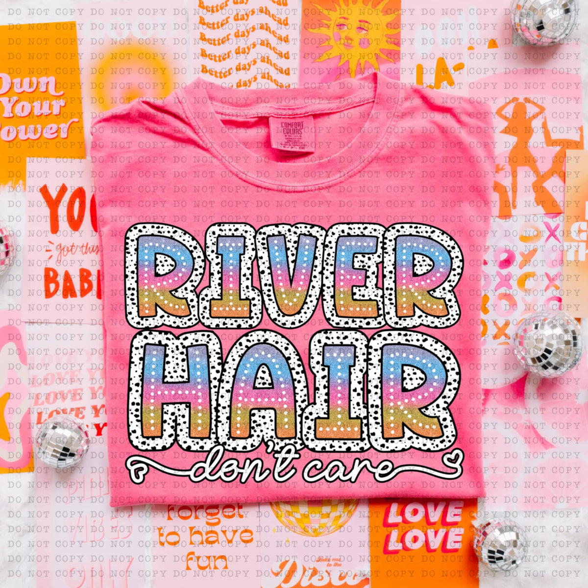 River hair dont care tie dye dottie (ECHT) 94203 DTF transfer
