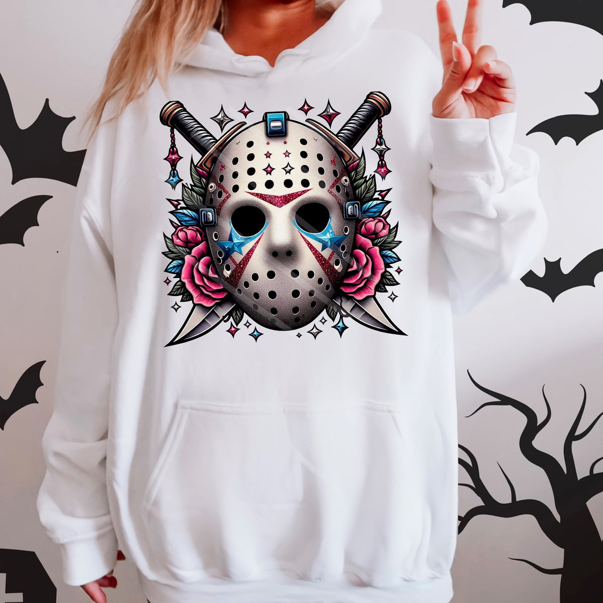 Mask with Knifes and Roses (chaos) 110267 DTF transfer
