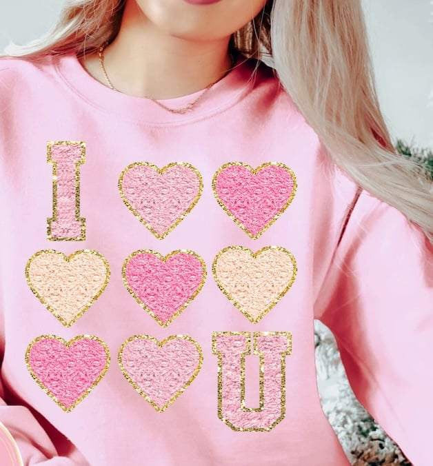 I heart you fuzzy hearts 70764 DTF transfer