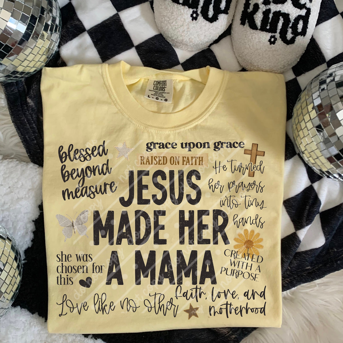Jesus made her a mama black text (scarlow) DTF transfer