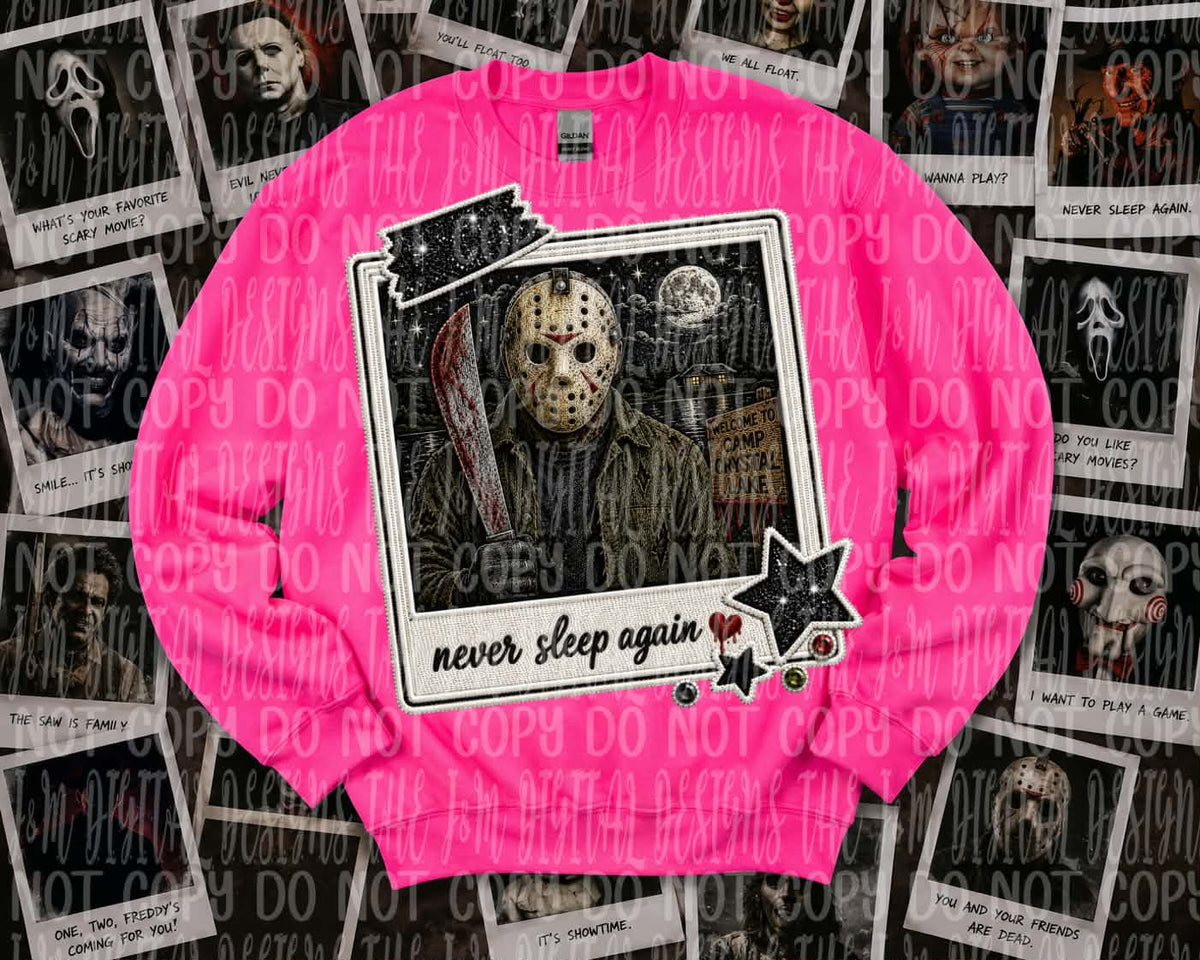 Never sleep again Polaroid (J&M) DTF transfer en
