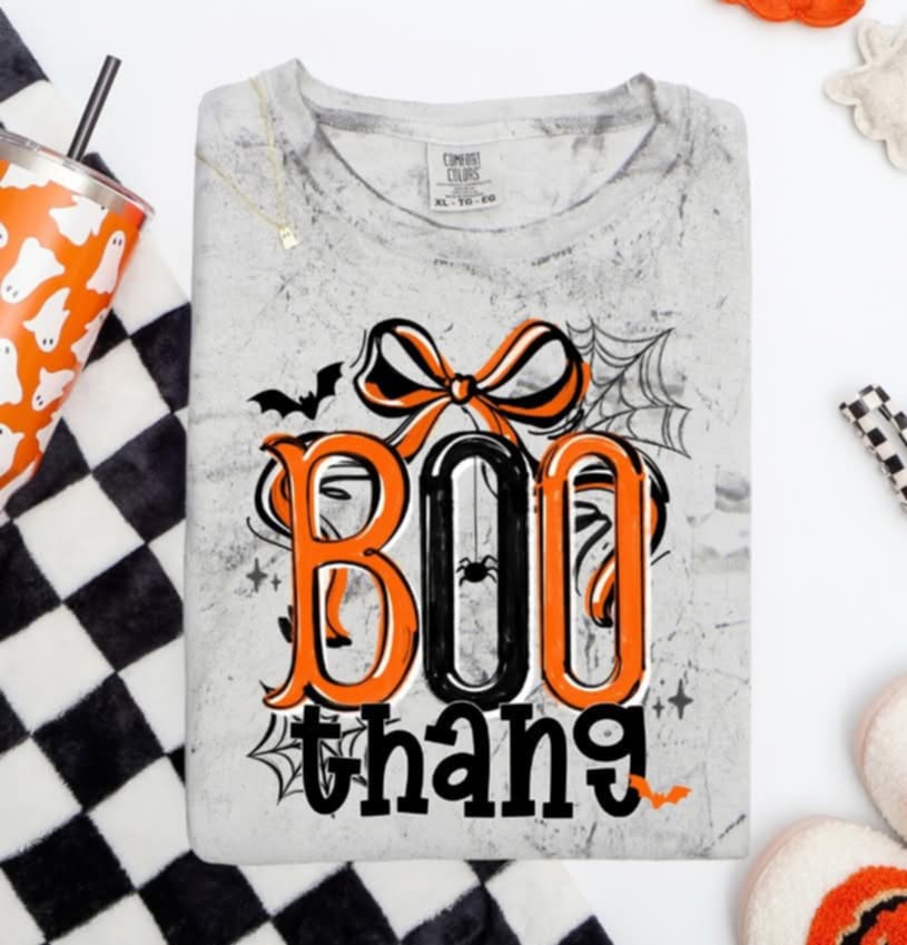 Boo Thang orange and black bow (s&g) DTF transfer