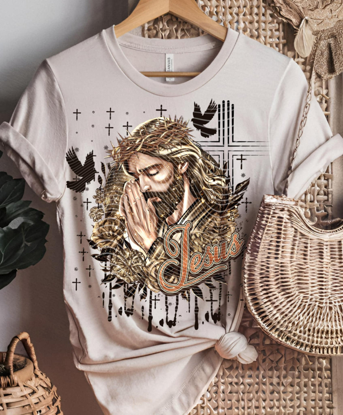 Jesus gold flowers (AG) 92682 DTF transfer