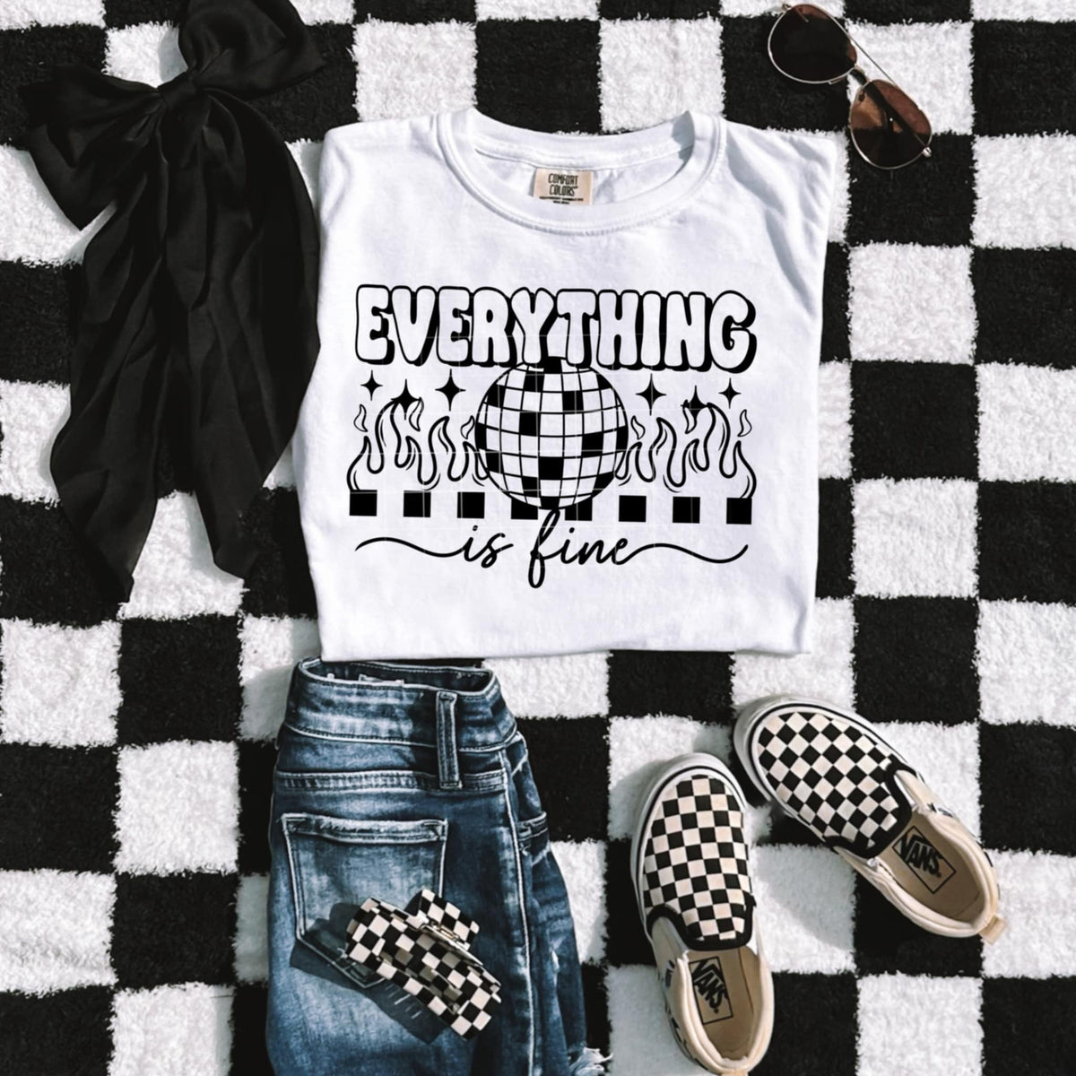 Everything is fine mirrorball BLACK (CSC) 98939 DTF transfer