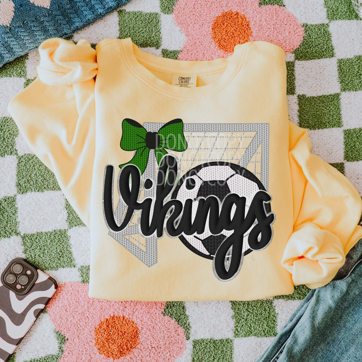 Vikings soccer green bow (CSG) DTF transfer