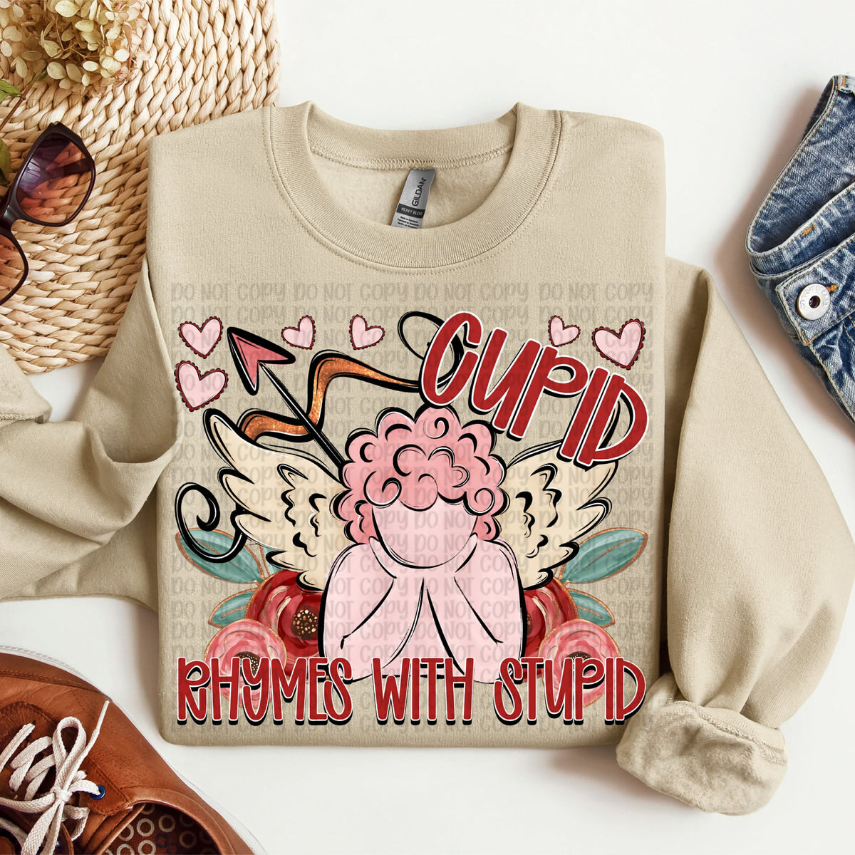 Cupid rhymes with stupid (pink skin tone) (VP) DTF transfer