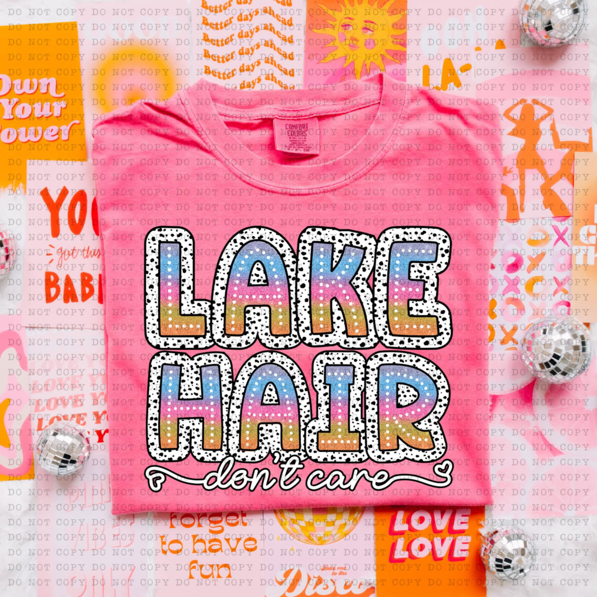 Lake hair dont care tie dye dottie (ECHT) 94201 DTF transfer