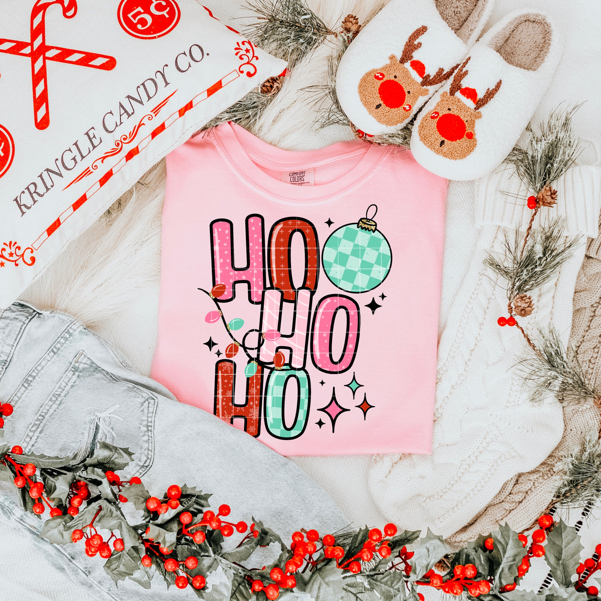 Ho Ho Ho ornaments pink (CSC) DTF Transfer