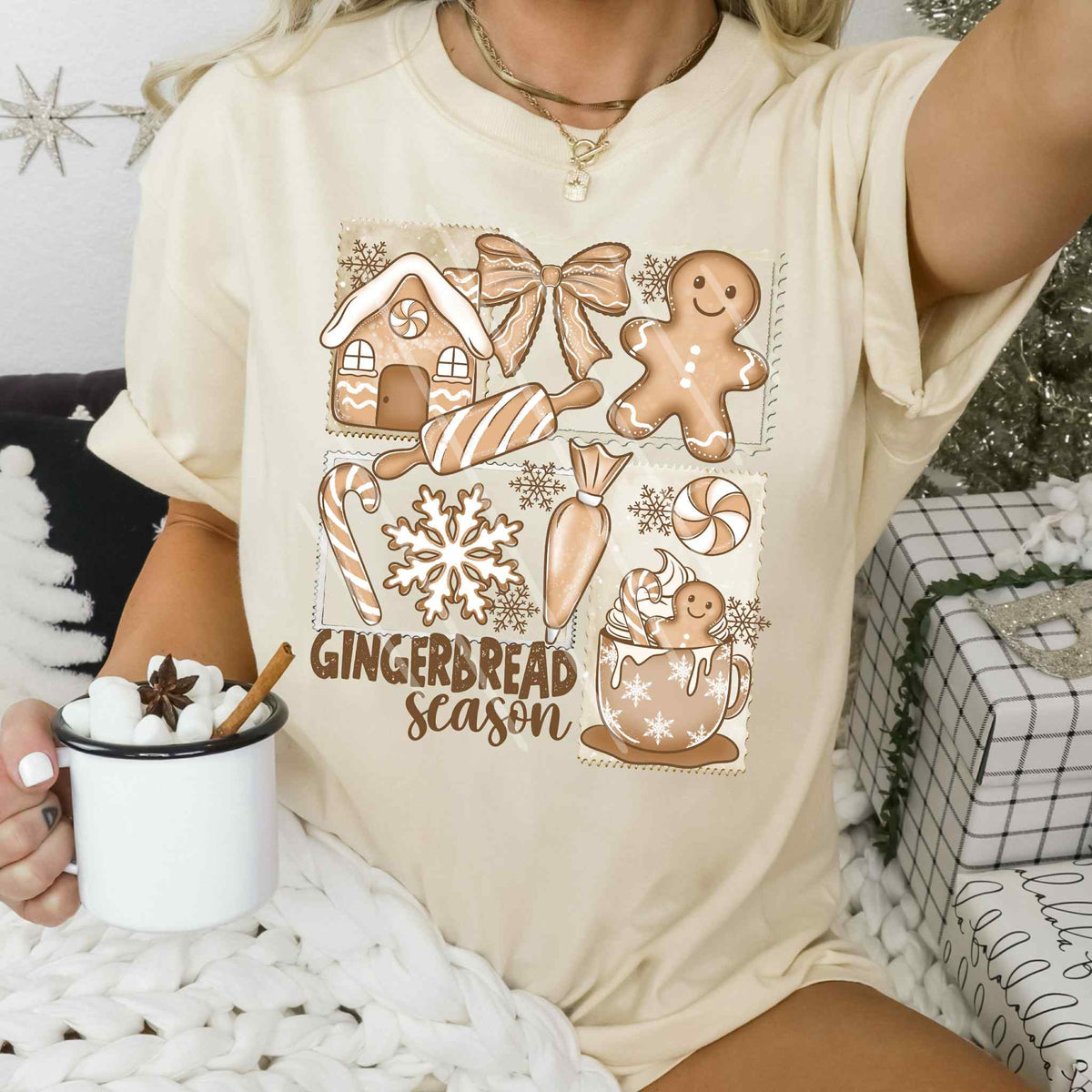 Gingerbread Season stamps exclusive DTF transfer