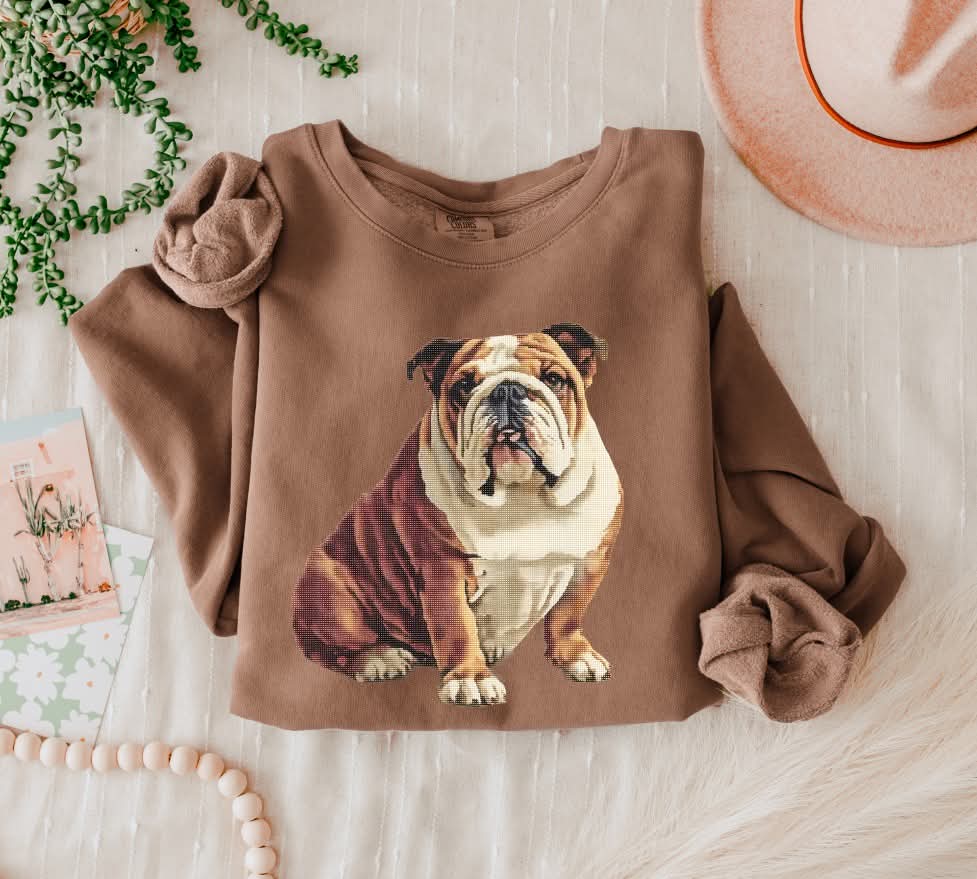 Needlepoint Golden Bulldog (s&g) DTF Transfer