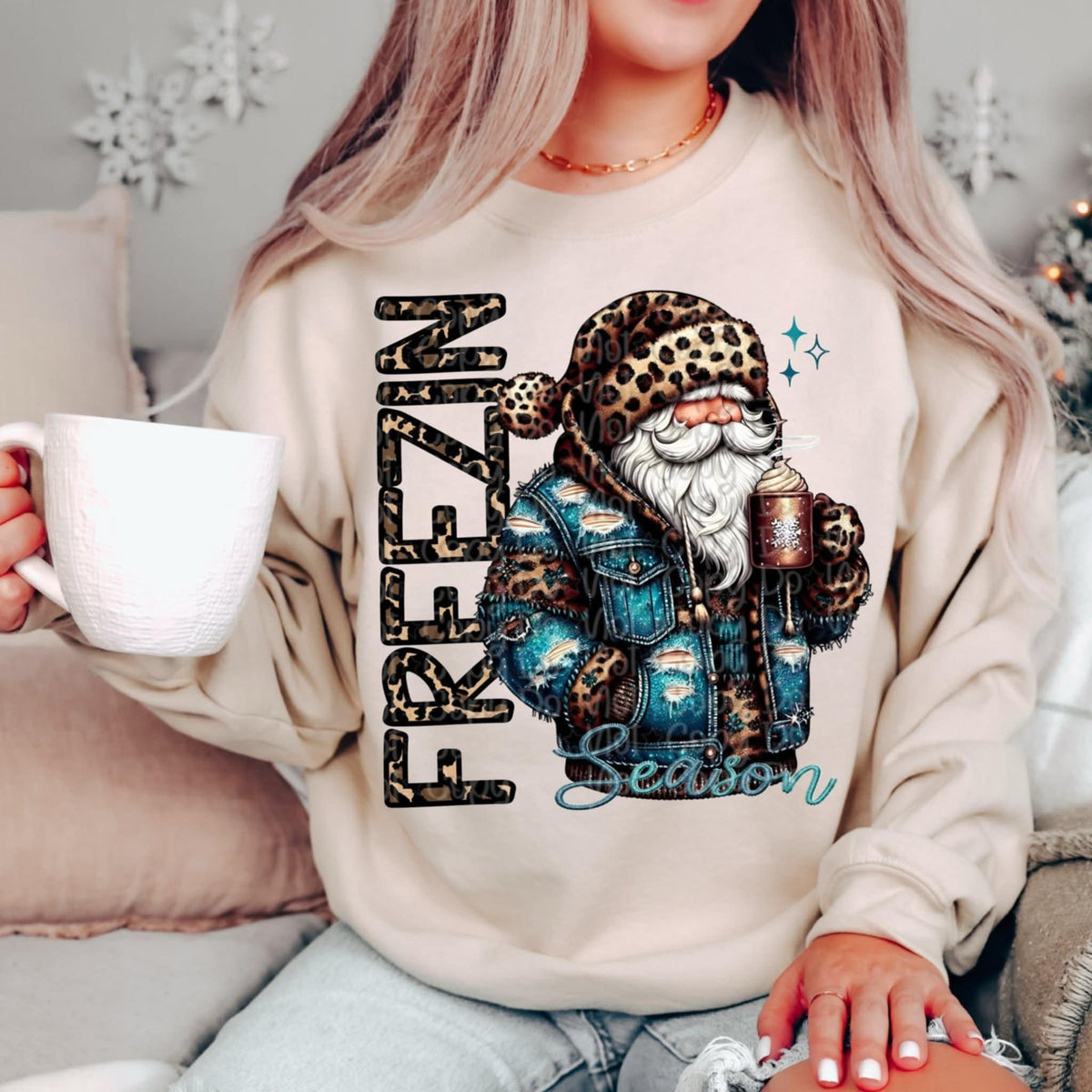 Freezin Season Santa lighter skin tone (Virgo ) DTF transfer
