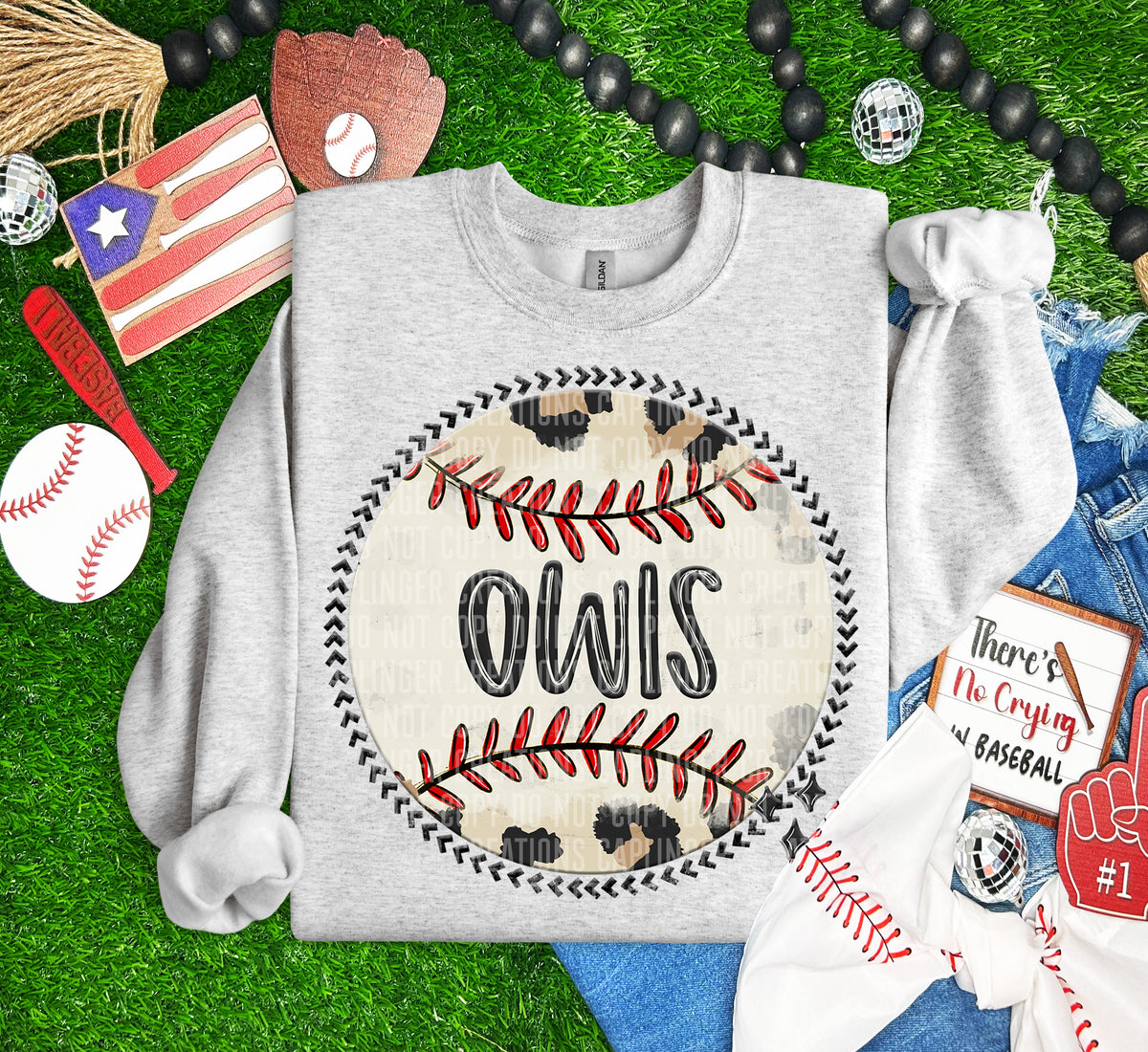 Owls baseball background (Caplinger) DTF transfer