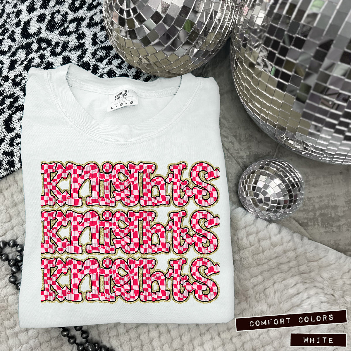 KNIGHTS stacked pink checkered (Caplinger) DTF transfer