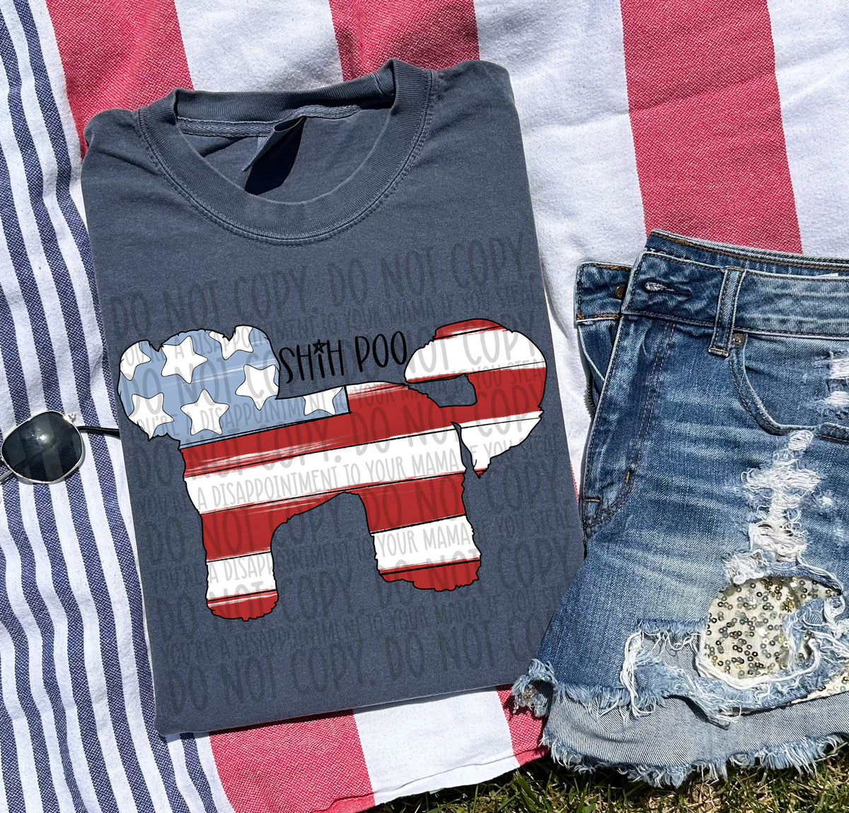 SHIH POO patriotic black font (SWD) DTF transfer