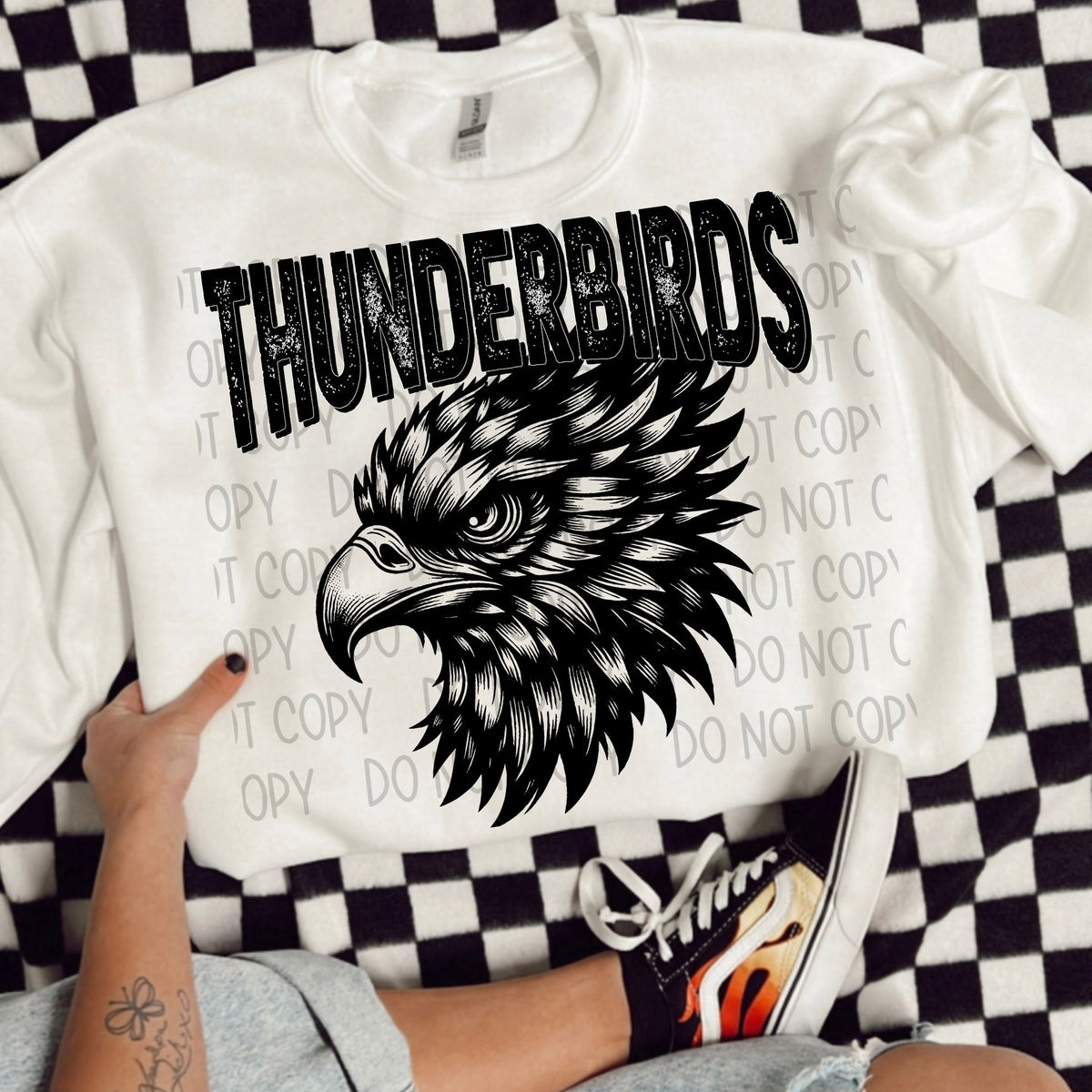 Thunderbirds black/white outline DTF transfer