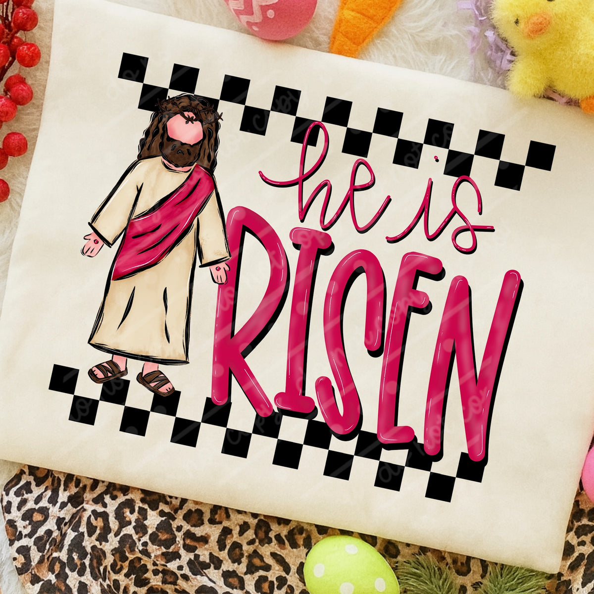 He is risen checker (lighter skin tone) (OHDD) DTF transfer