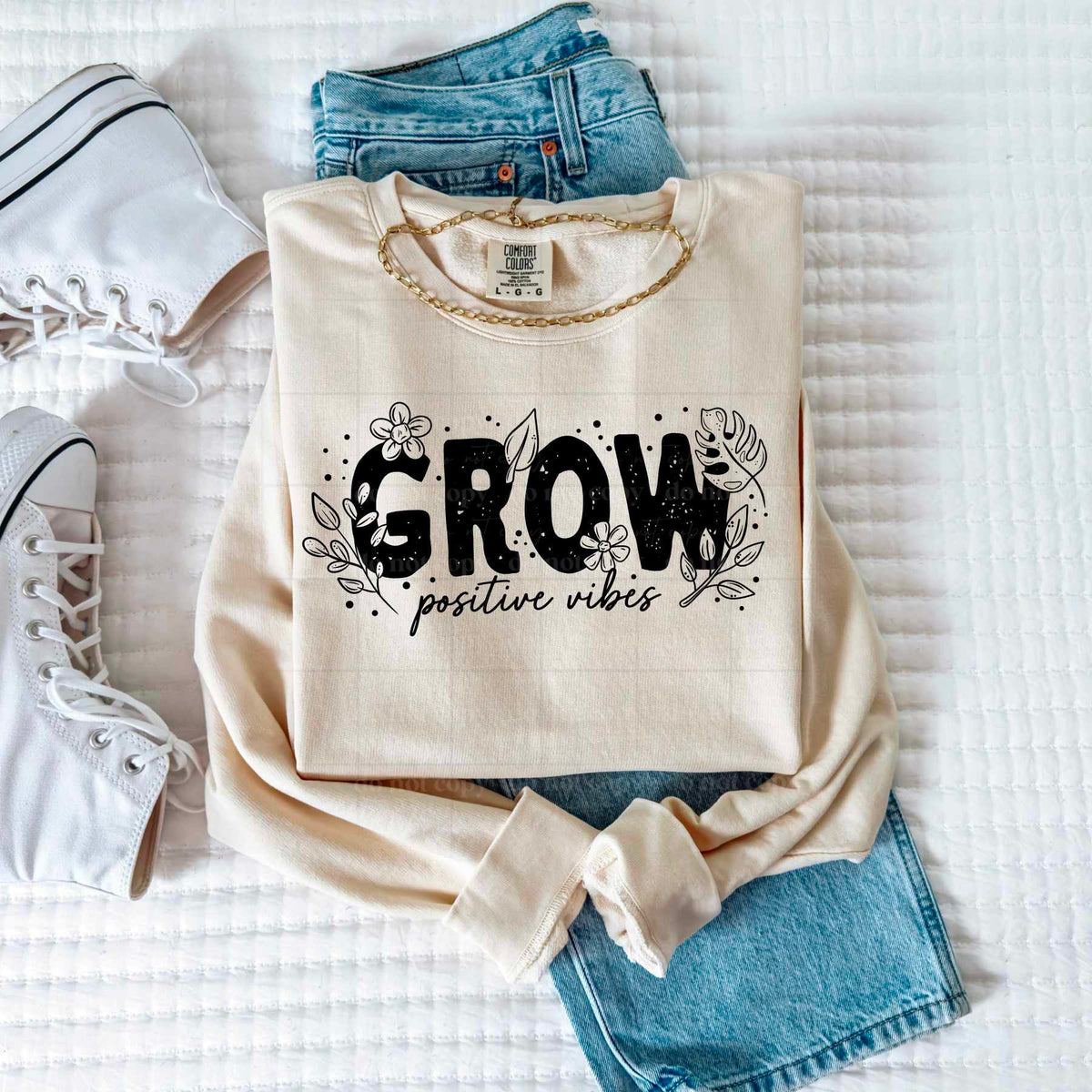 Grow positive vibes BLACK (CSC) 79488 DTF transfer