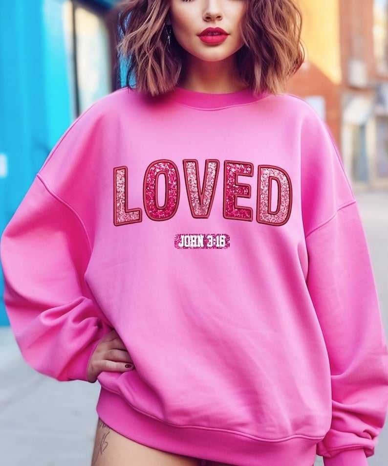 Loved light and dark pink sequin 70777 DTF transfer