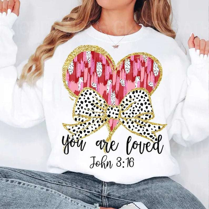 You are loved brushstroke heart with bow 70759 DTF transfer