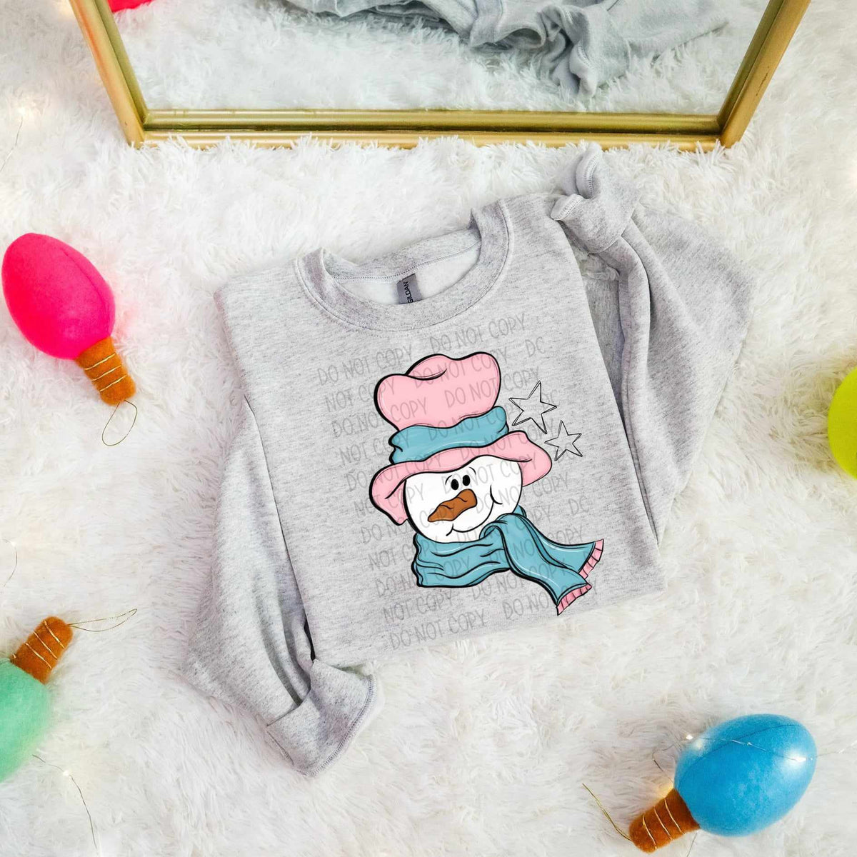 Snowman pink and blue winter wear 67236 DTF transfer
