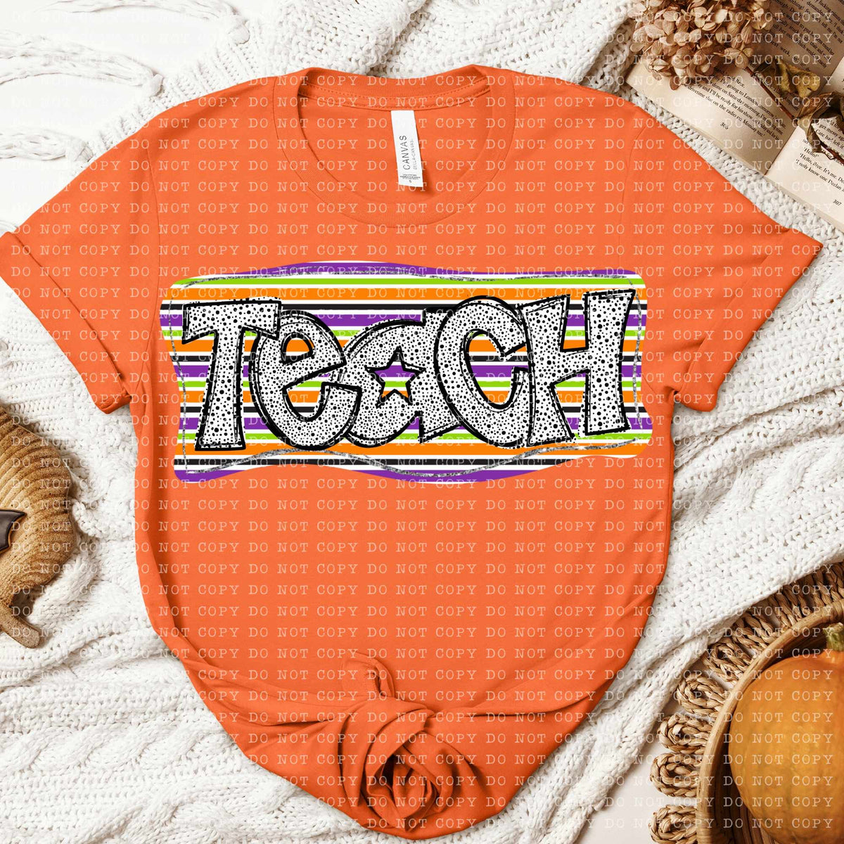 Teach purple orange green stripes (ECHT) 58808 DTF transfer