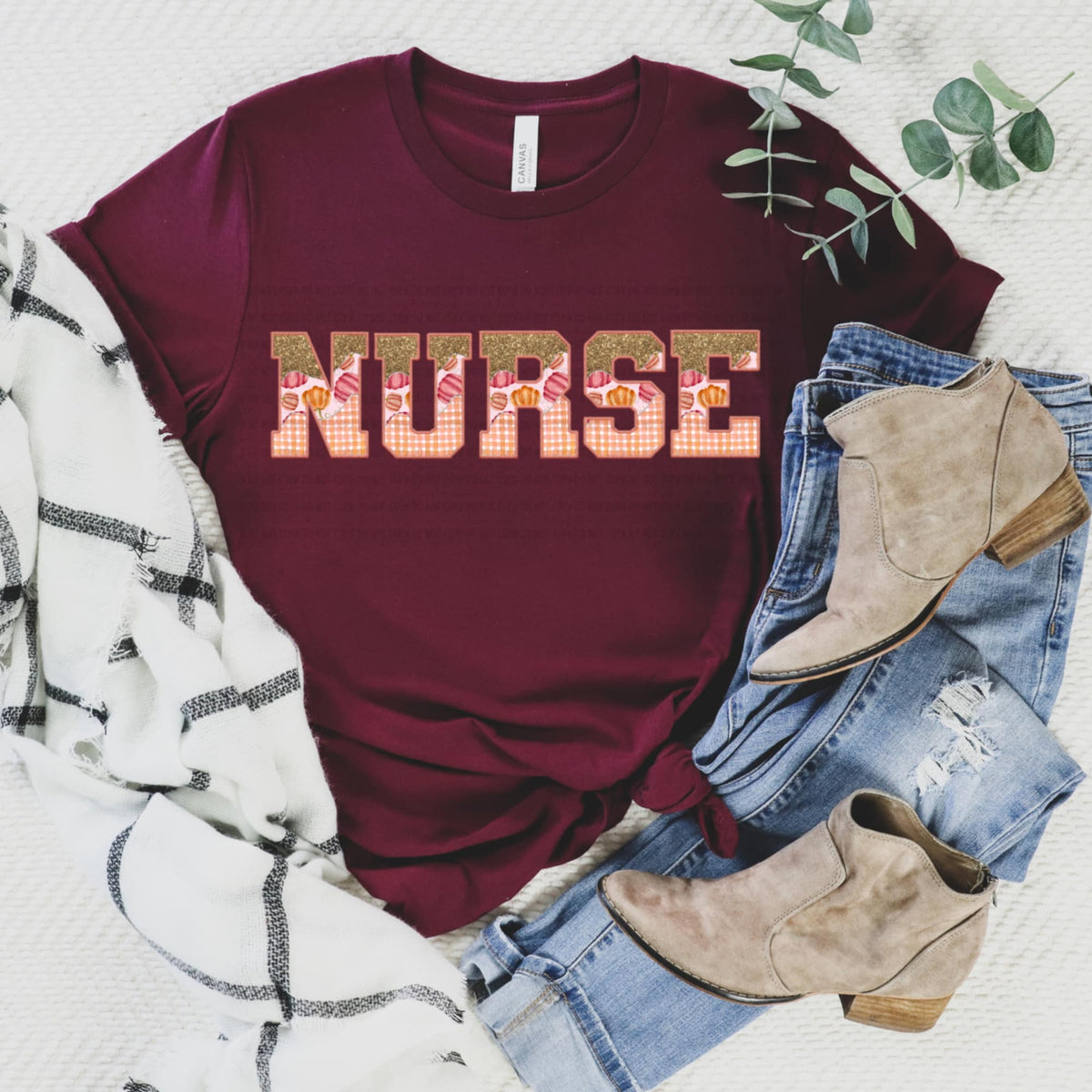 Nurse glitter pumpkin plaid REVEL DTF transfer