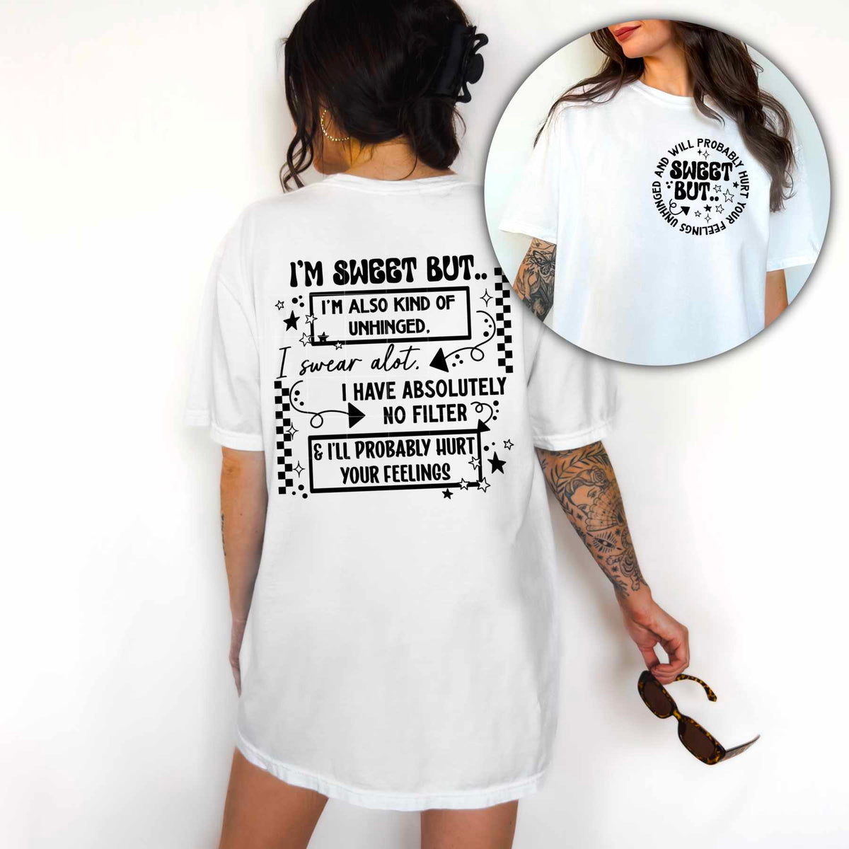 I’m sweet but I’m also kind of unhinged BLACK BACK (CSC) 79697 DTF transfer
