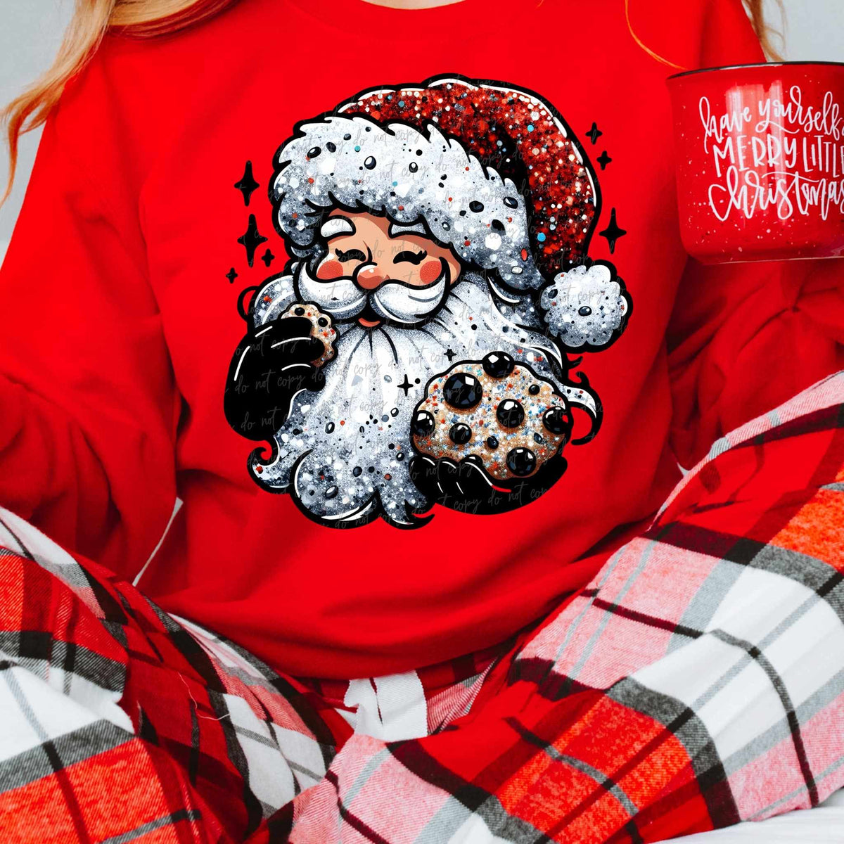 Santa eating cookies eyes closed 53388 DTF transfers