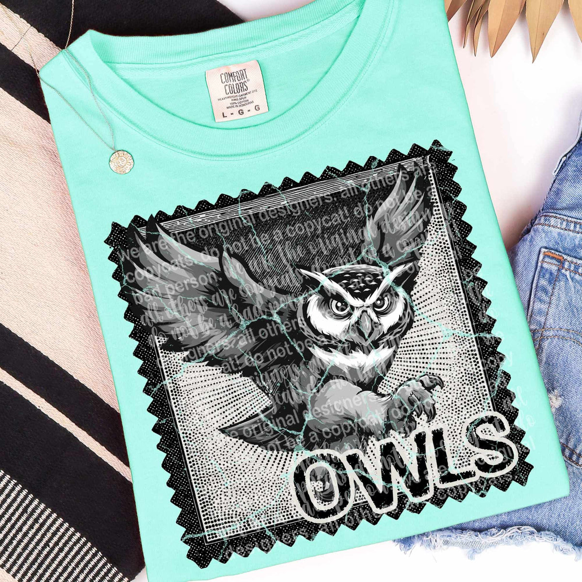 Owls vintage stamp (TTD) DTF transfer