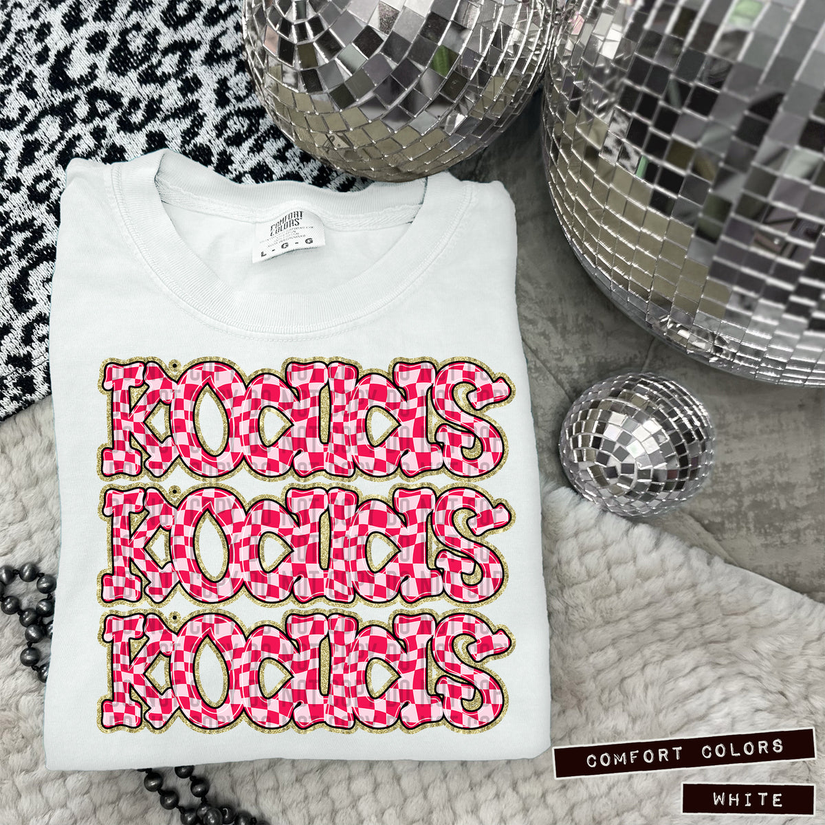 KOALAS stacked pink checkered (Caplinger) DTF transfer