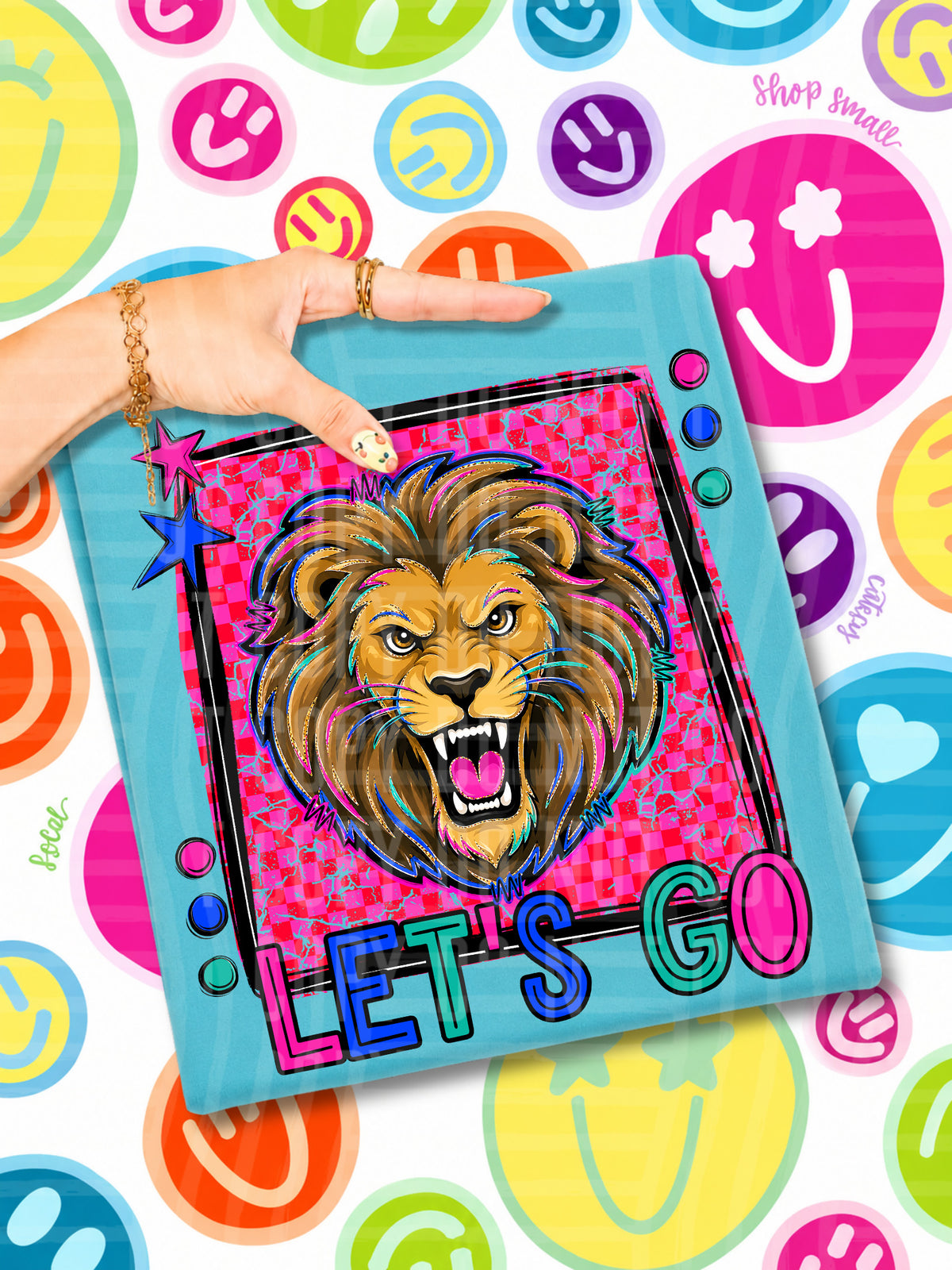 Lets go lions with hat candy mascots (Caplinger) DTF transfer