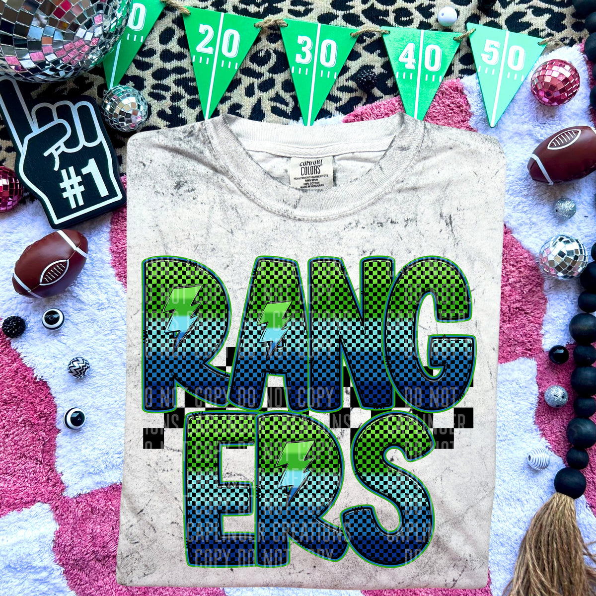 Rangers Blue and Green Checkered (Caplinger) DTF transfer