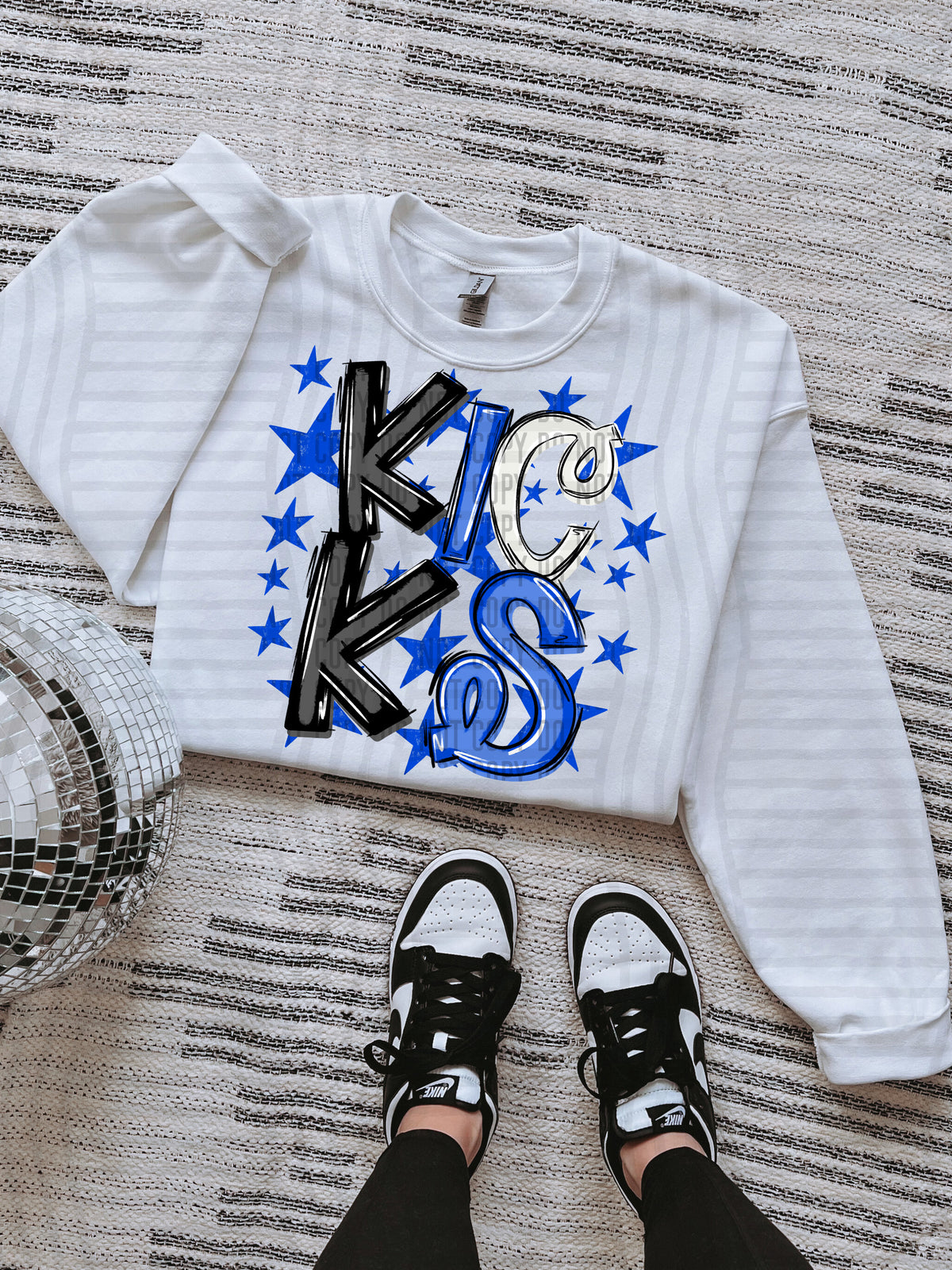 kicks black and blue with blue stars (caplinger) DTF Transfer