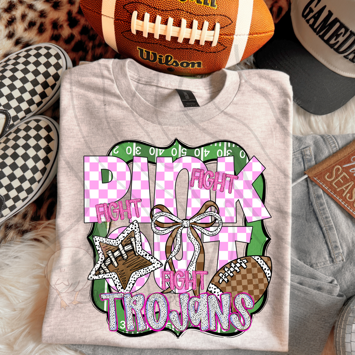 Trojans fight fight fight pink out (DKD) DTF transfer