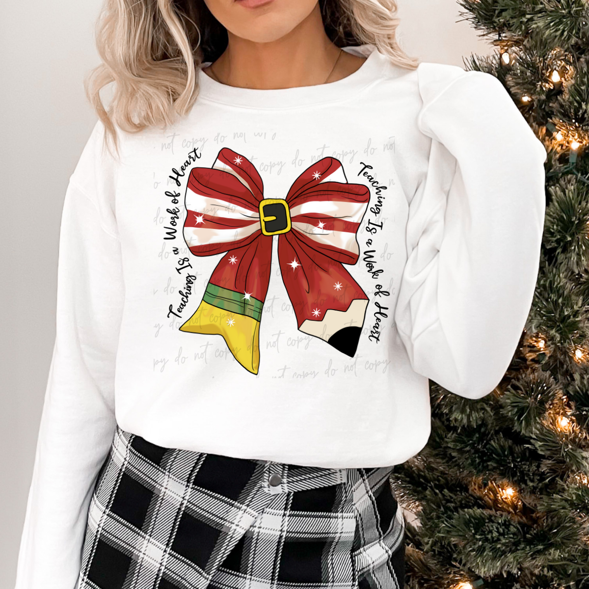 Teacher Christmas Bow 68573 DTF Transfers