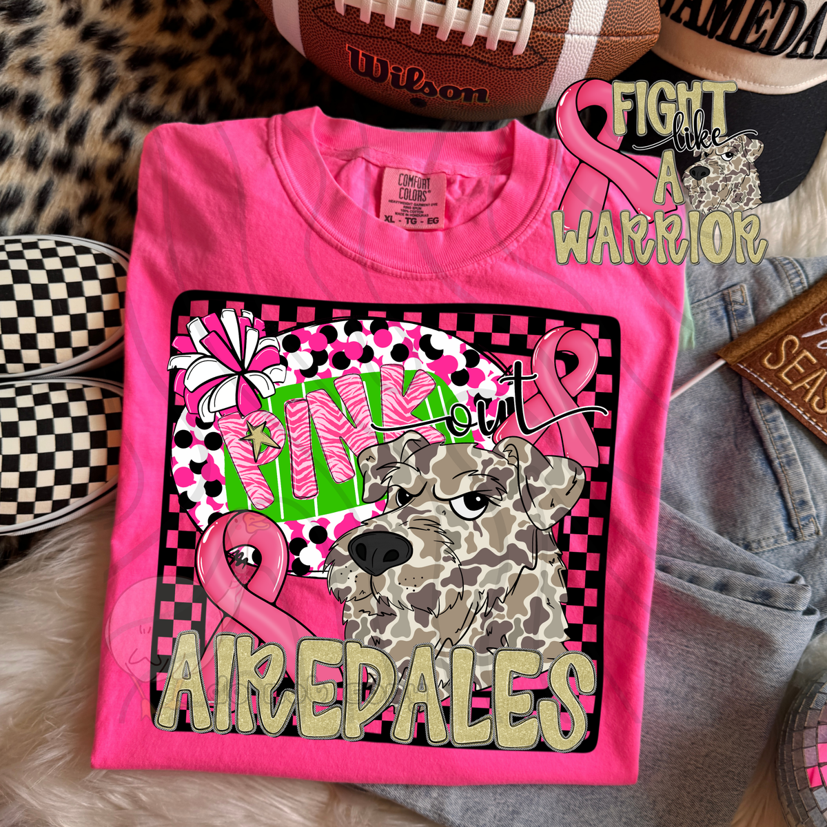 Airedales pink out camo (DKD) DTF transfer