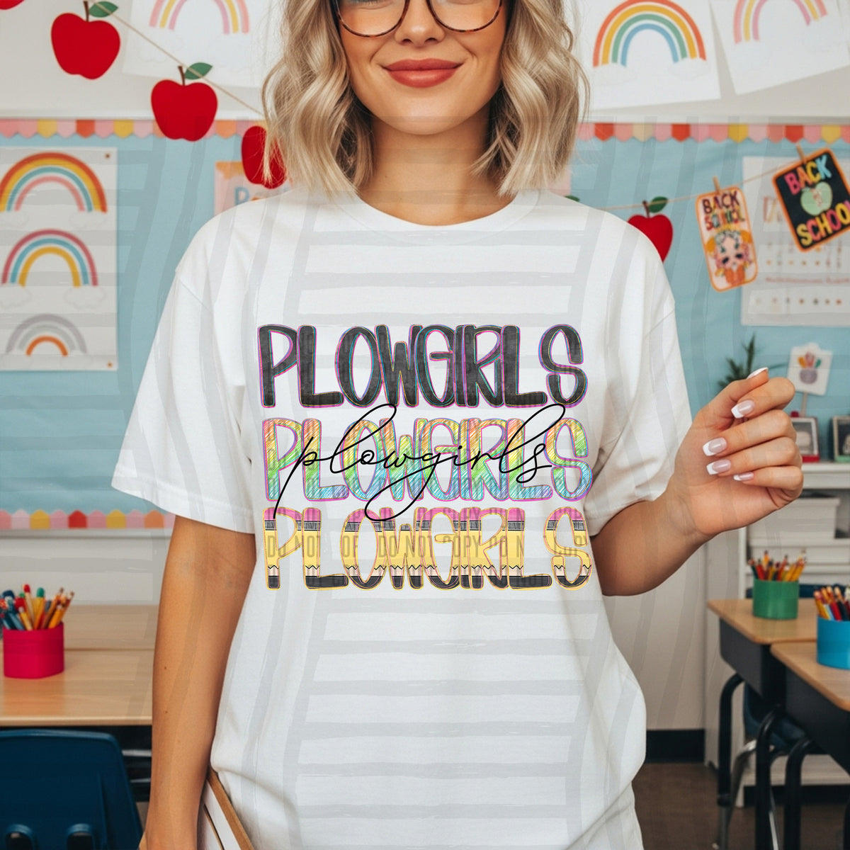 plowgirls crayon cutie stacked (Caplinger) DTF Transfer