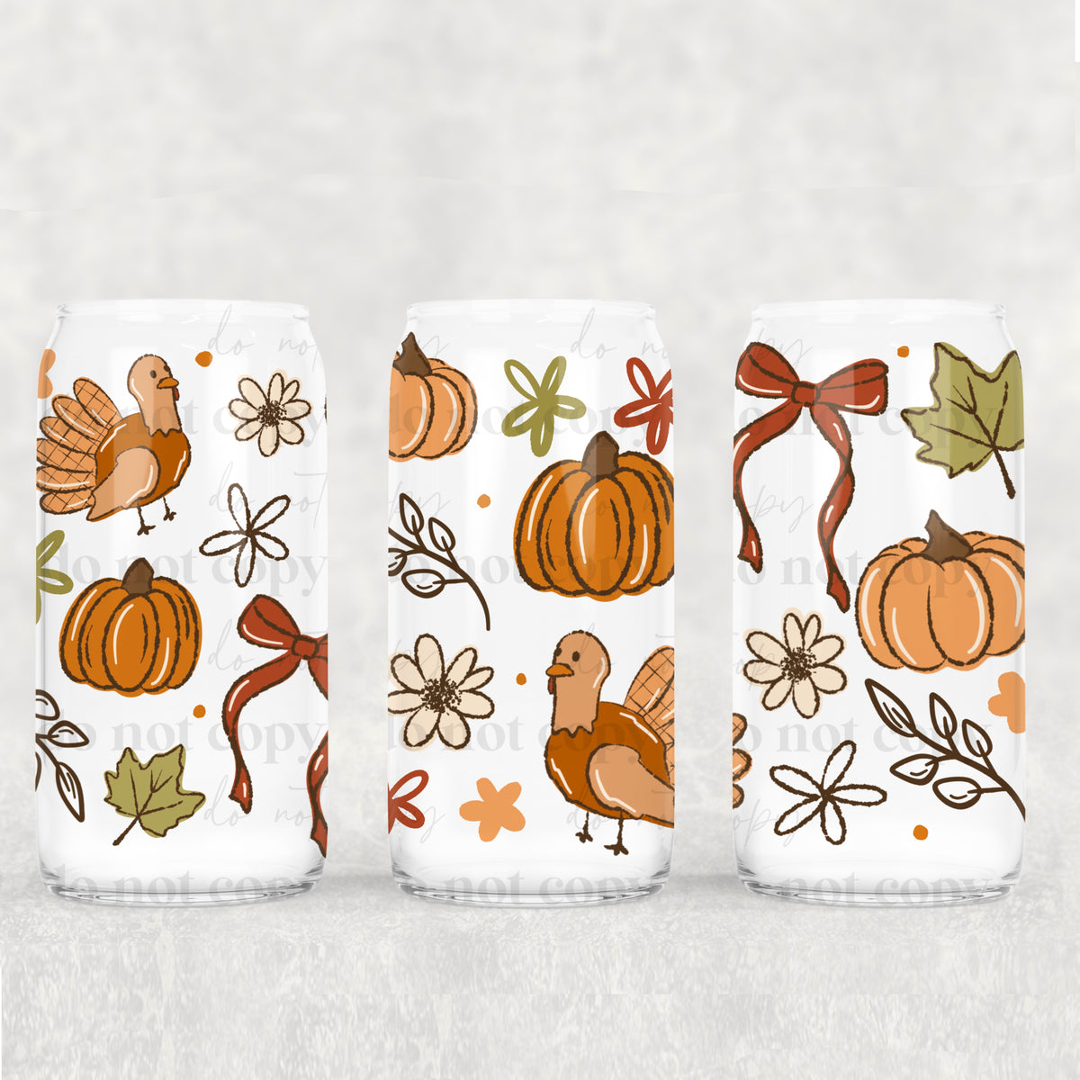 Turkey and pumpkins (CSC) UV DTF WRAP