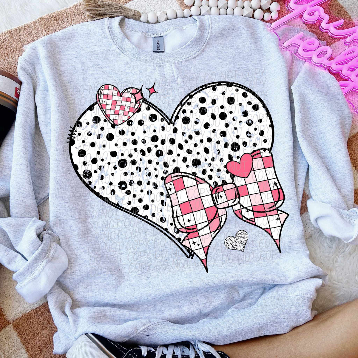 Heart and Checkered bow (CITY) 75761 DTF transfer