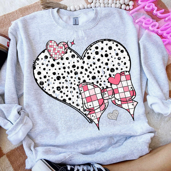 Heart and Checkered bow (CITY) 75761 DTF transfer