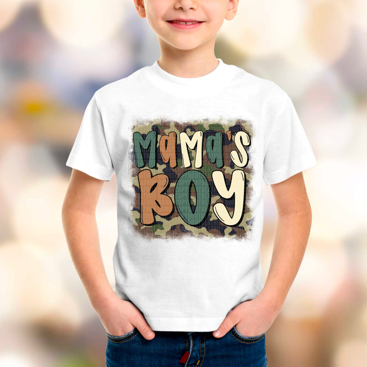 Mama’s boy camo background 95600 DTF transfer