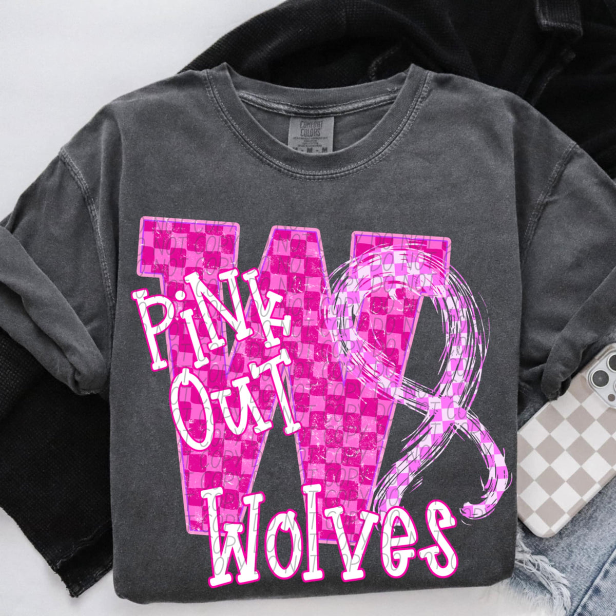 Wolves Pink Out Varsity (city) DTF Transfer