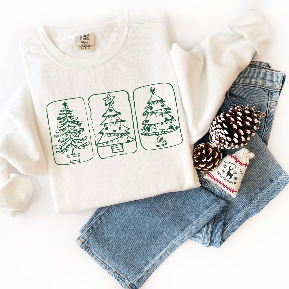 Three Christmas Tree Frames GREEN 113361 DTF transfer