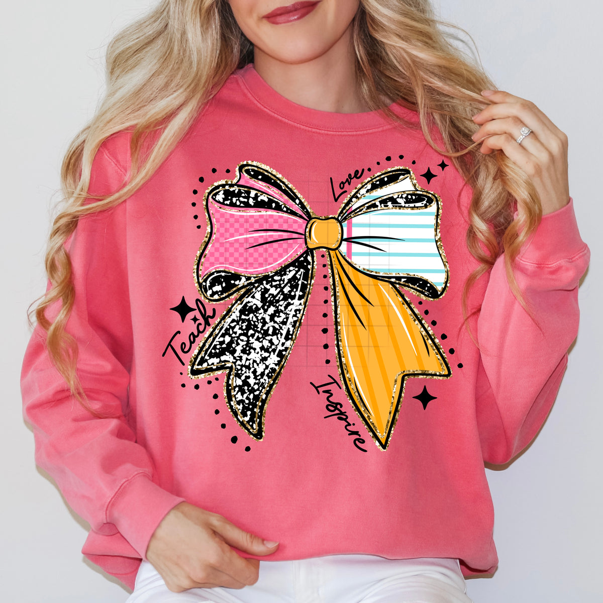 Teach Love Inspire bow (CSC) DTF Transfer