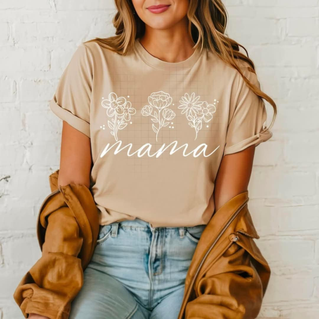 Mama white flowers (CSC) 90224 DTF transfer
