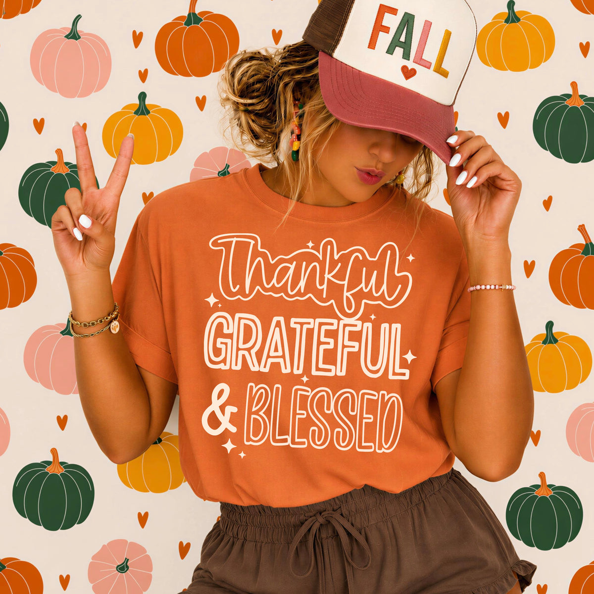 Thankful grateful blessed single color cream (CSC) DTF Transfer