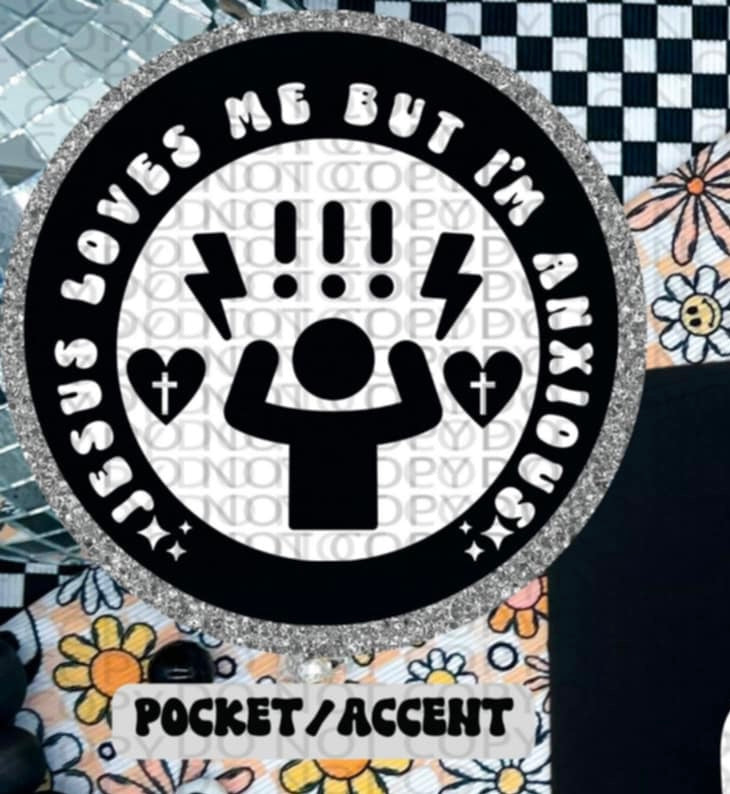 Jesus loves me but I’m anxious WHITE pocket (HW) 87262 DTF transfer